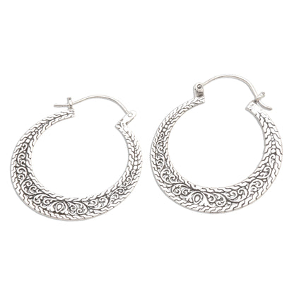 Sukawati Circles Sterling Silver Hoop Earrings from Bali