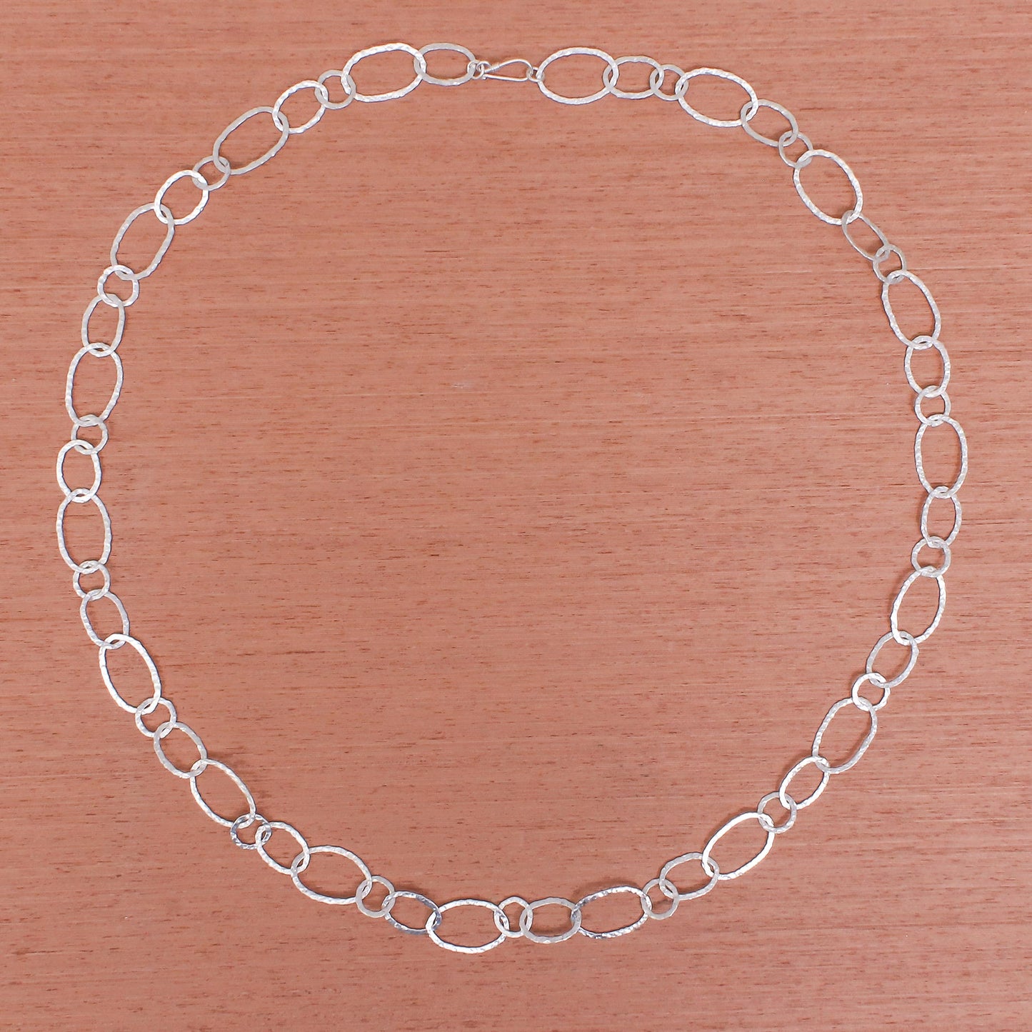 Lanna Links Extra Long 950 Silver Hammered Link Necklace