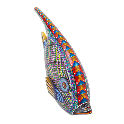 Zapotec Fish 12-inch Hand Carved and Painted Alebrije Fish Sculpture