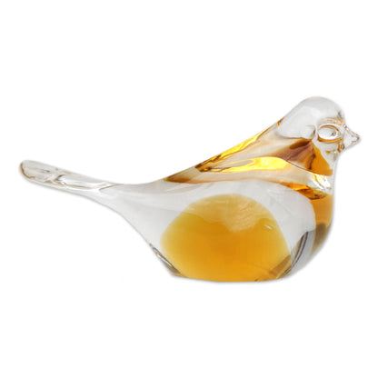 Canary Handblown Brazilian Yellow Bird Art Glass Paperweight