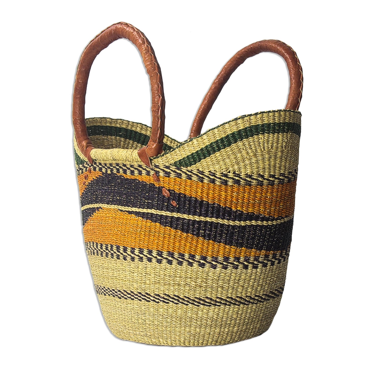 Bawku Pride Raffia Basket Style Beach or Shopping Tote Bag