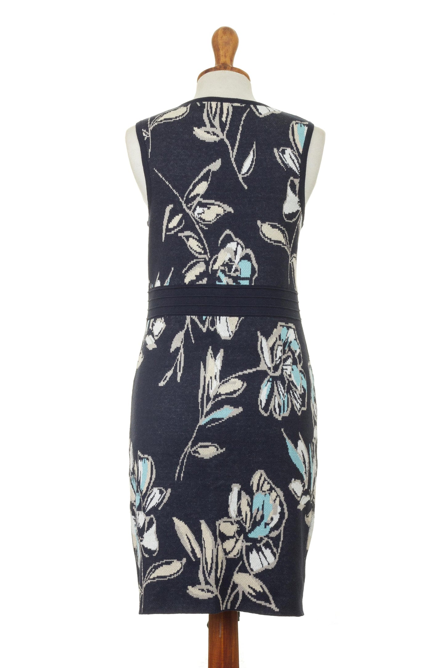 Lima Lady Soft Cotton Jacquard Knit Sheath Dress in Navy Floral