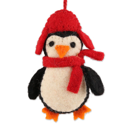 Cozy Penguins Handmade Felted Wool Penguin ornaments (Set of 6)