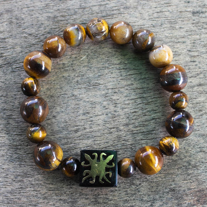 One Destiny Tiger's Eye African Adinkra Unity Bracelet from Ghana