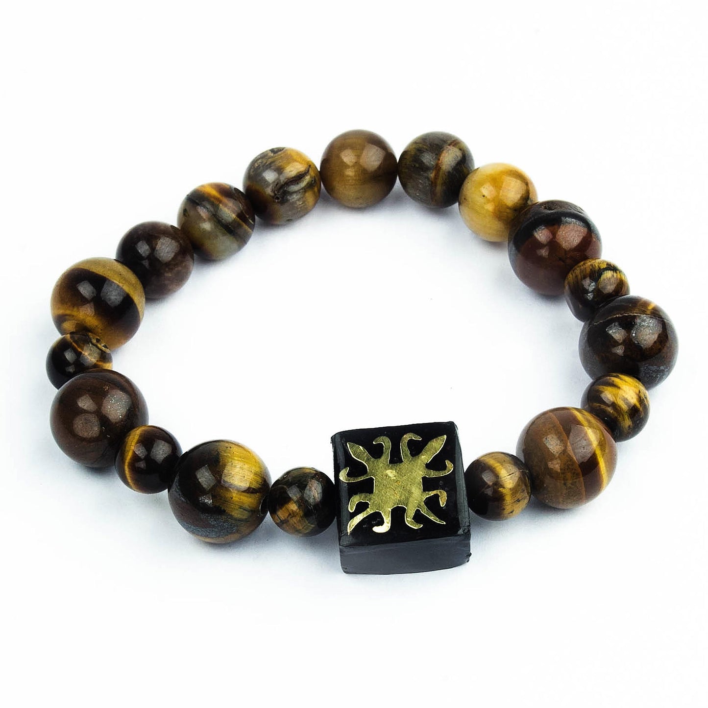 One Destiny Tiger's Eye African Adinkra Unity Bracelet from Ghana