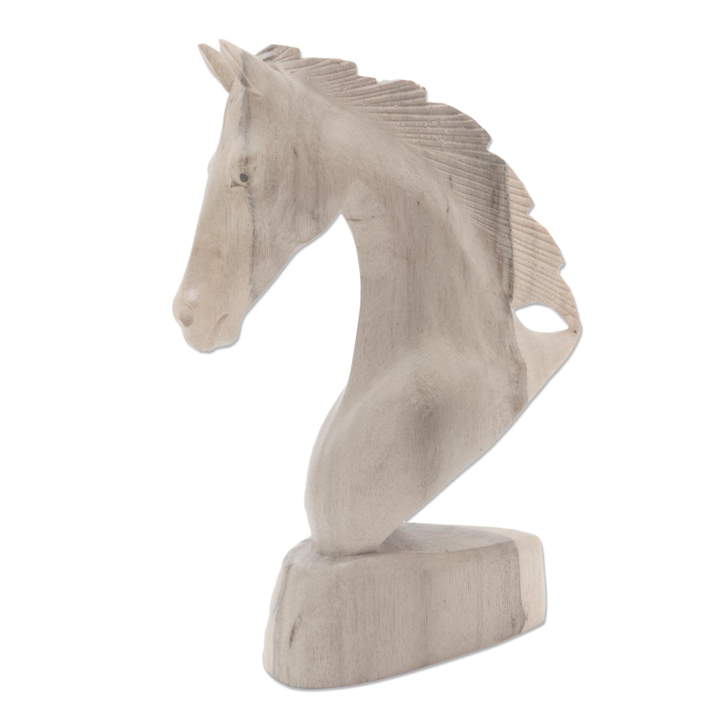 Proud Horse Hand Carved Hibiscus Wood Horse Head Sculpture