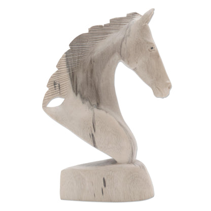 Proud Horse Hand Carved Hibiscus Wood Horse Head Sculpture