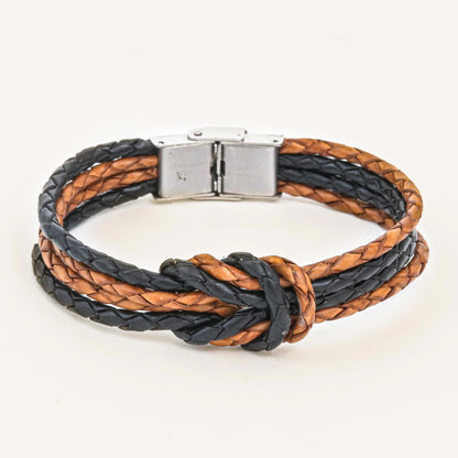 Nostalgia Unity Handmade Brown & Black Leather Braid Unity Bracelet