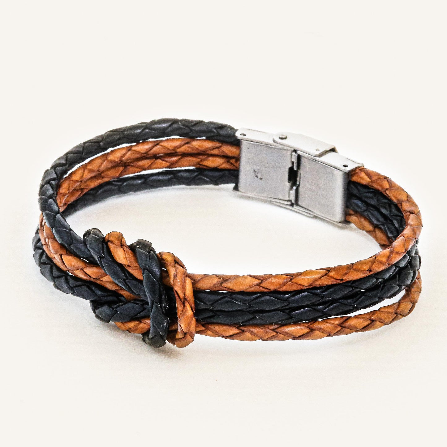 Nostalgia Unity Handmade Brown & Black Leather Braid Unity Bracelet