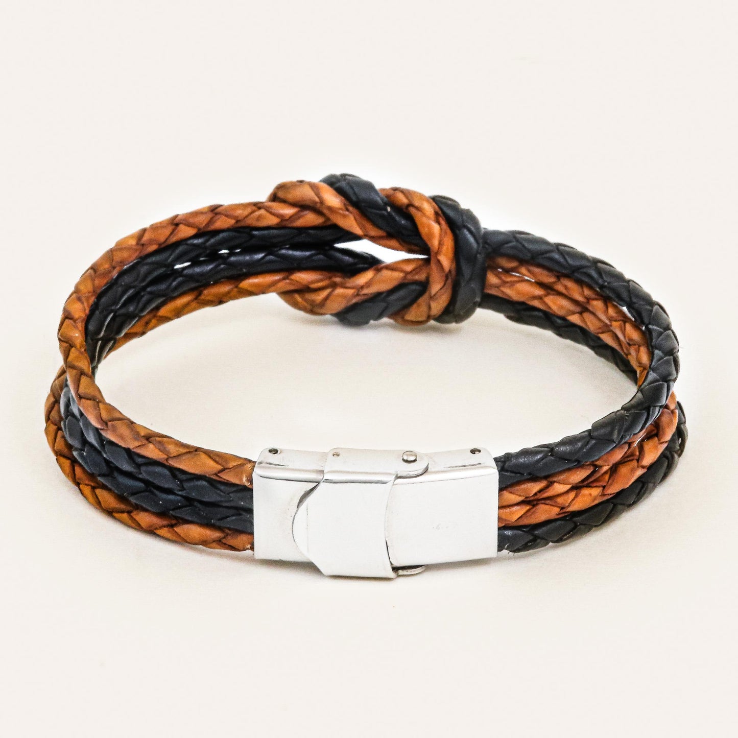 Nostalgia Unity Handmade Brown & Black Leather Braid Unity Bracelet