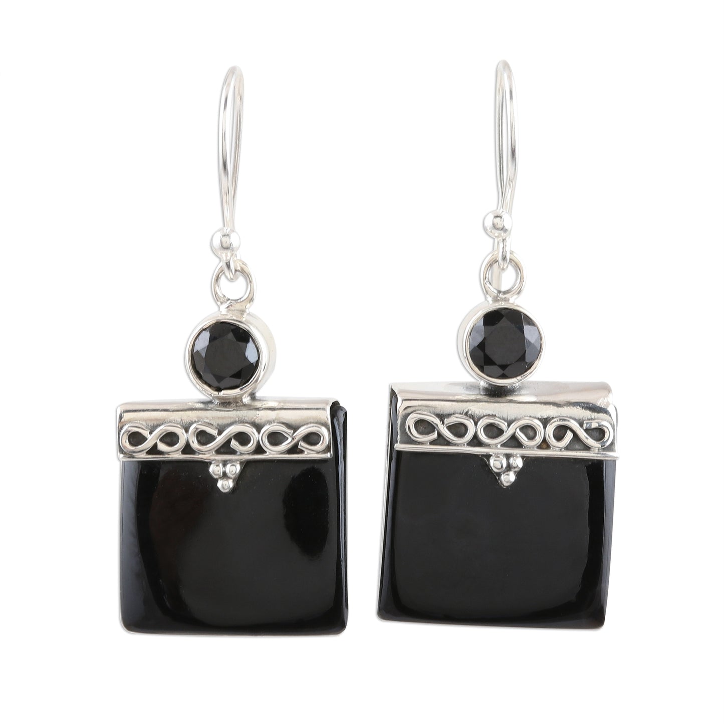 Glory in Black Black Onyx and Silver Dangle Earrings