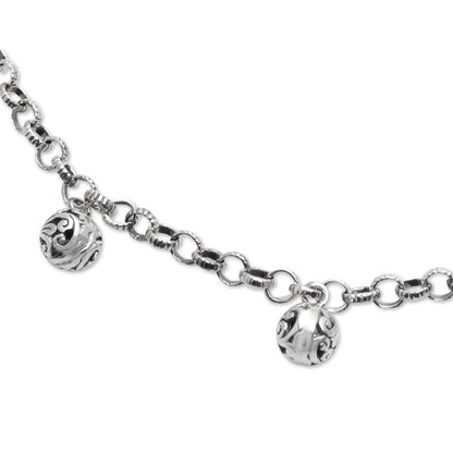 Java Grace Artisan Crafted Sterling Silver Charm Anklet