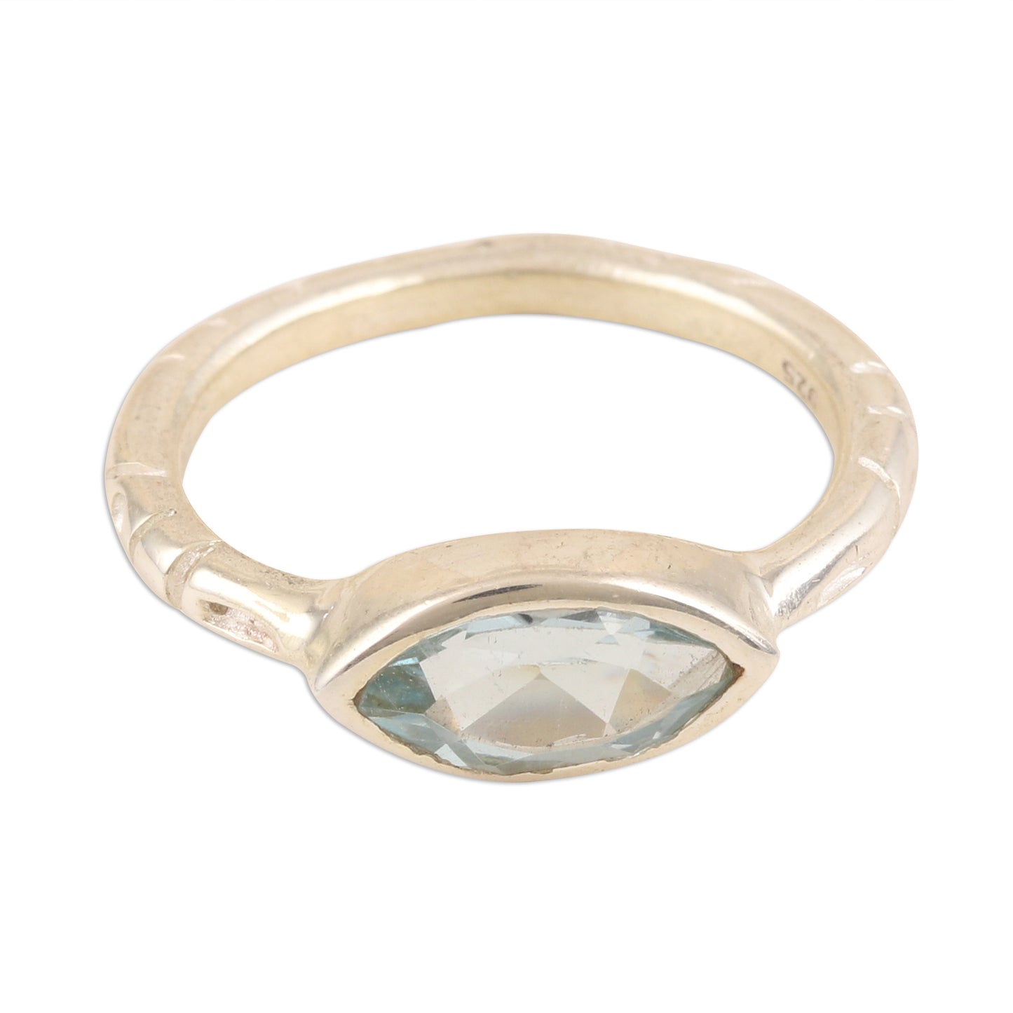 Delicate Eye Marquise Cut Blue Topaz Ring from India