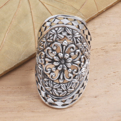 Basket of Blooms Sterling Silver Flower Ring