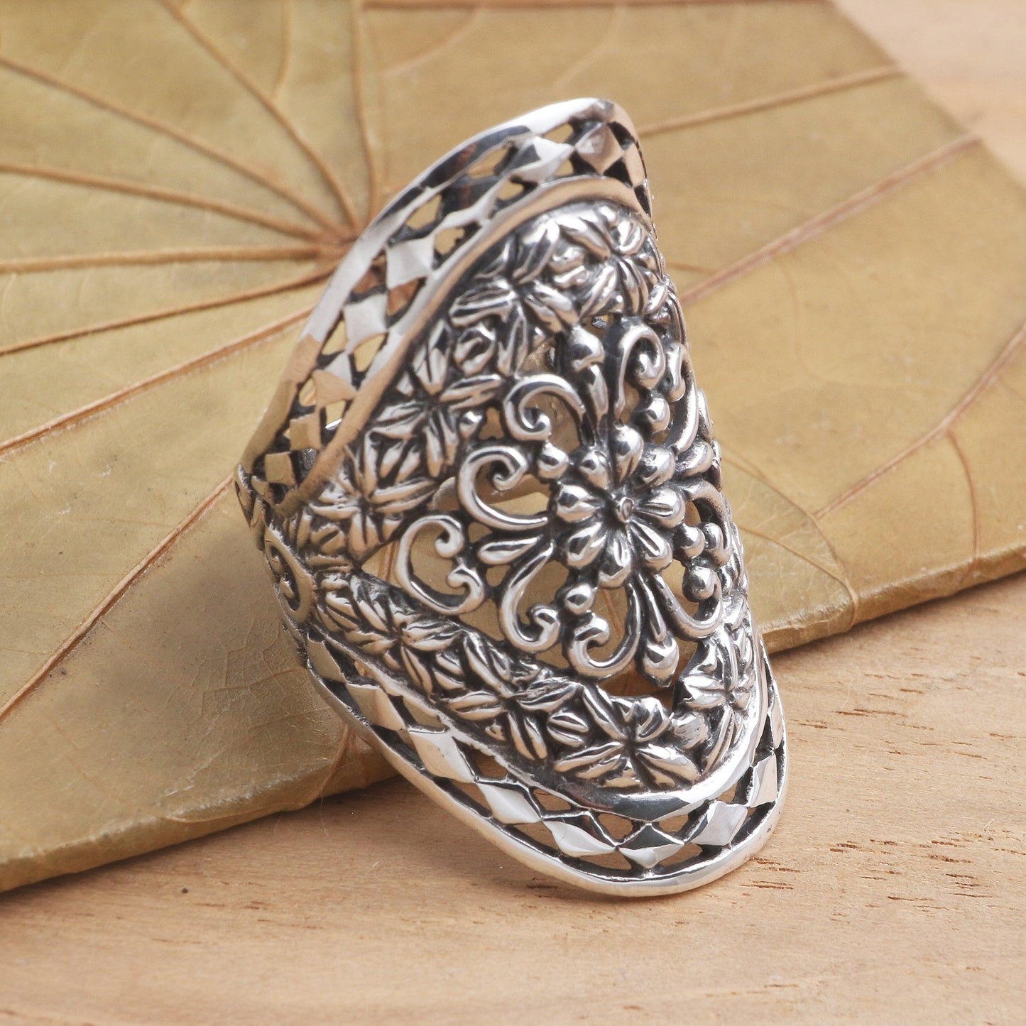 Basket of Blooms Sterling Silver Flower Ring