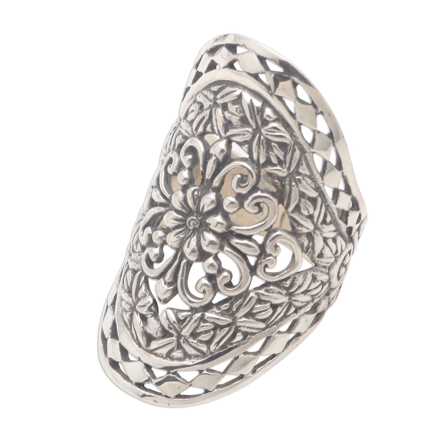 Basket of Blooms Sterling Silver Flower Ring