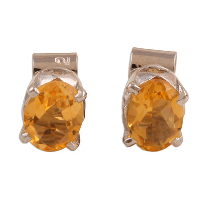 Scintillate Citrine Birthstone Stud Earrings from India