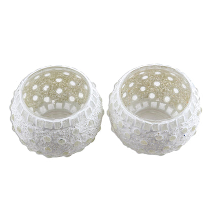 Starlit Night Handmade Tealight Candleholders with Glass Mosaic (Pair)