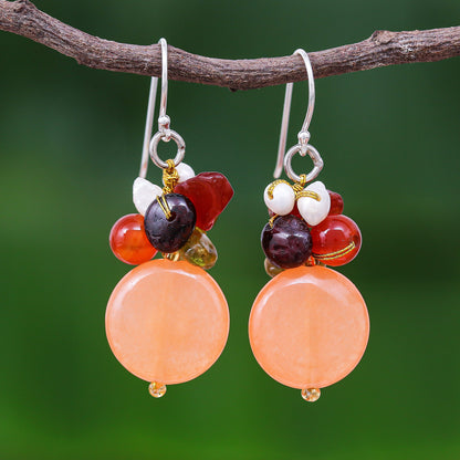 Orange Love Multi-gemstone Sterling Silver Dangle Earrings