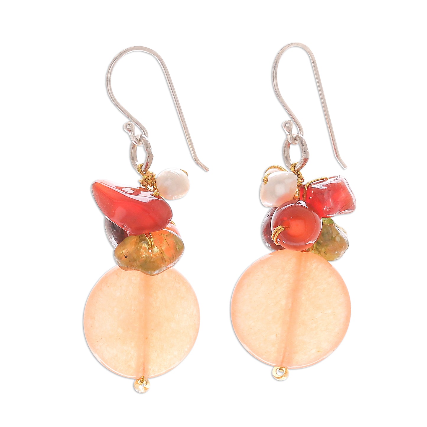 Orange Love Multi-gemstone Sterling Silver Dangle Earrings