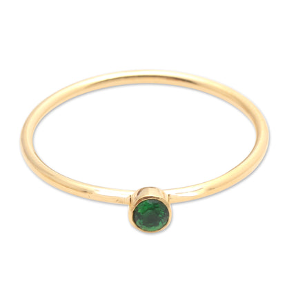 Subtly Sweet Green Quartz Gold Plated Solitaire Ring