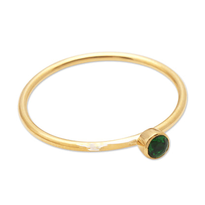 Subtly Sweet Green Quartz Gold Plated Solitaire Ring