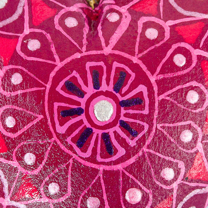 Cherry Heart Alebrije-Style Wood Heart Key Fob