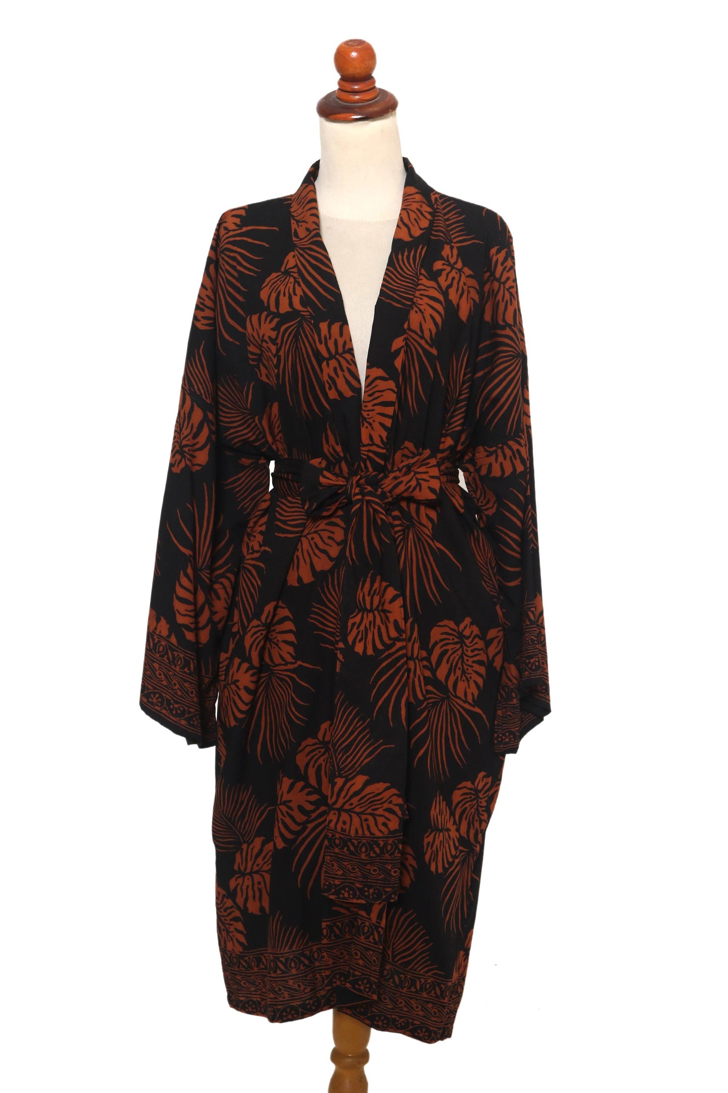 Tropical Leaves Handmade Batik Printed Rayon Robe