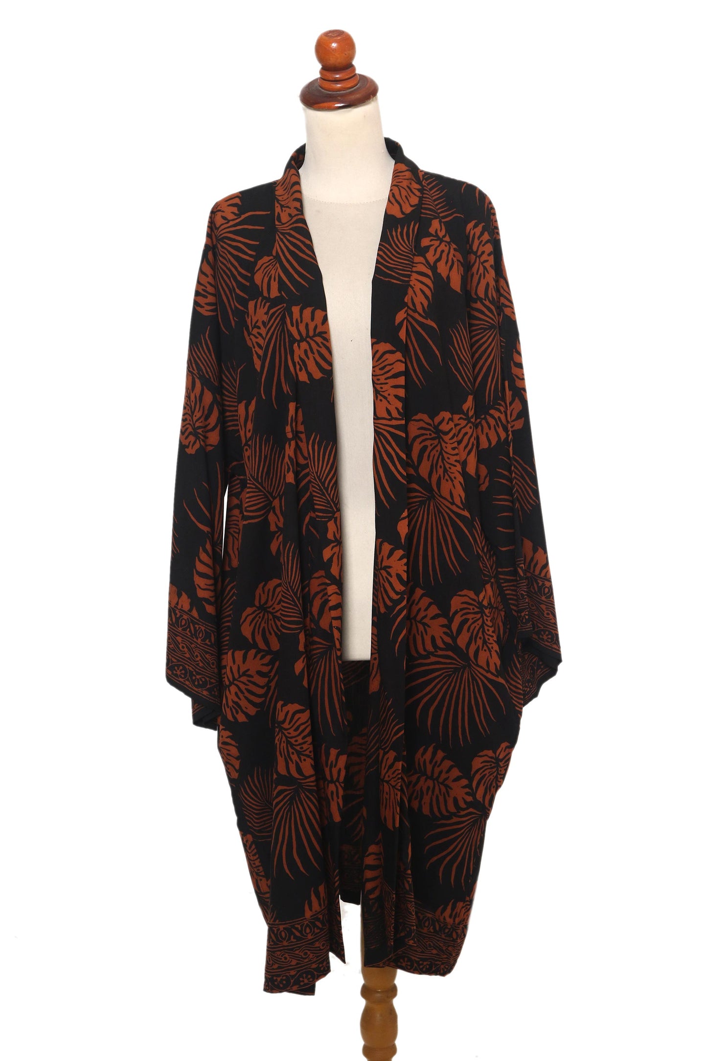 Tropical Leaves Handmade Batik Printed Rayon Robe