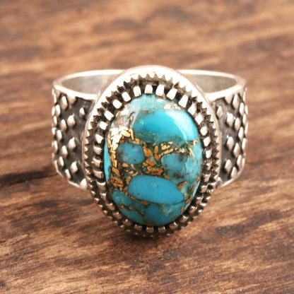 Majestic Allure Composite Turquoise and Sterling Silver Men's Ring