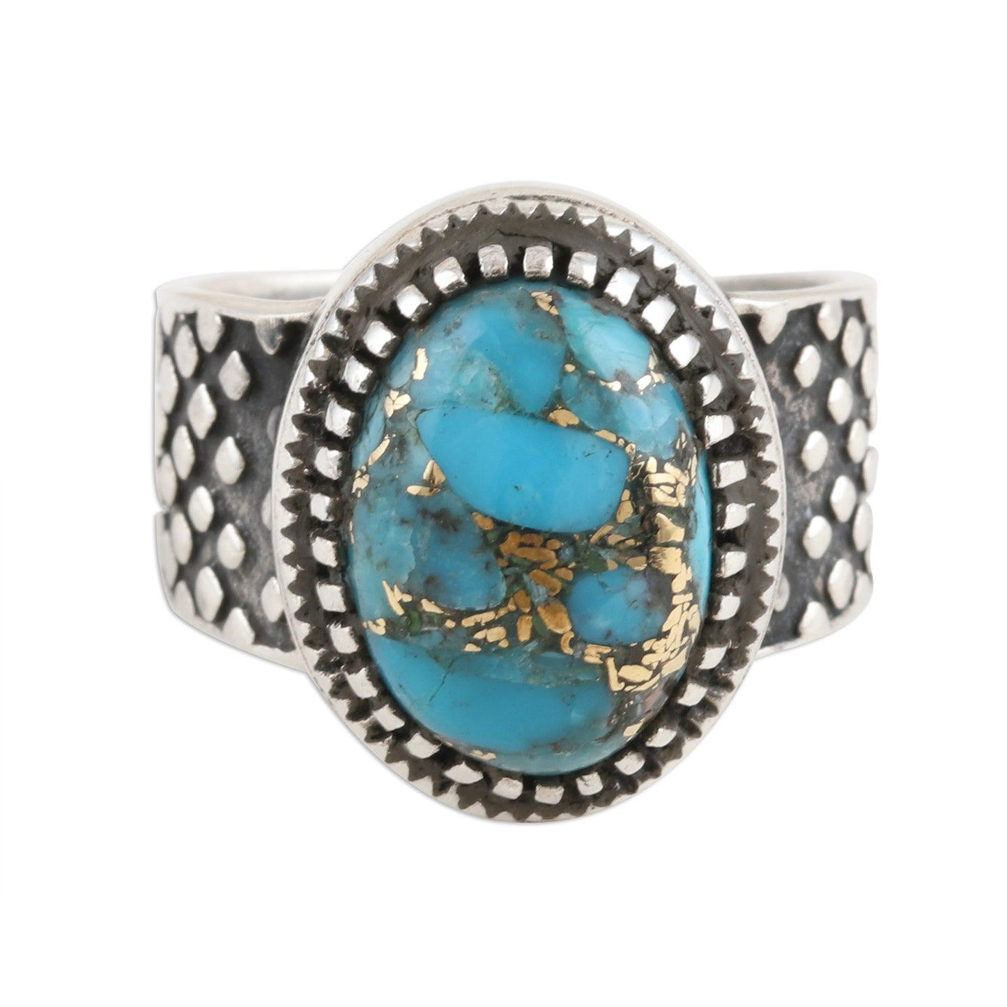 Majestic Allure Composite Turquoise and Sterling Silver Men's Ring