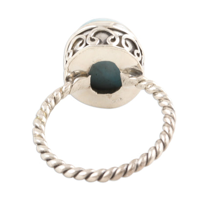 Endless Summer Sky Oval Larimar Cabochon Sterling Silver Ring