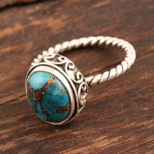 Adorable Azure Sterling Silver and Composite Turquoise Ring