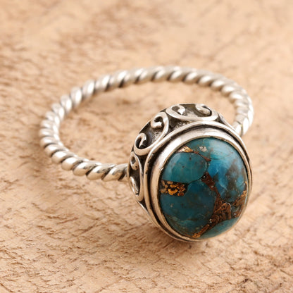 Adorable Azure Sterling Silver and Composite Turquoise Ring