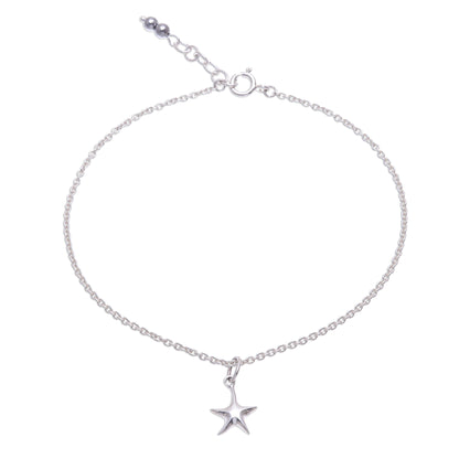 Sea Starfish Sterling Silver Starfish Hematite Ankle Bracelet