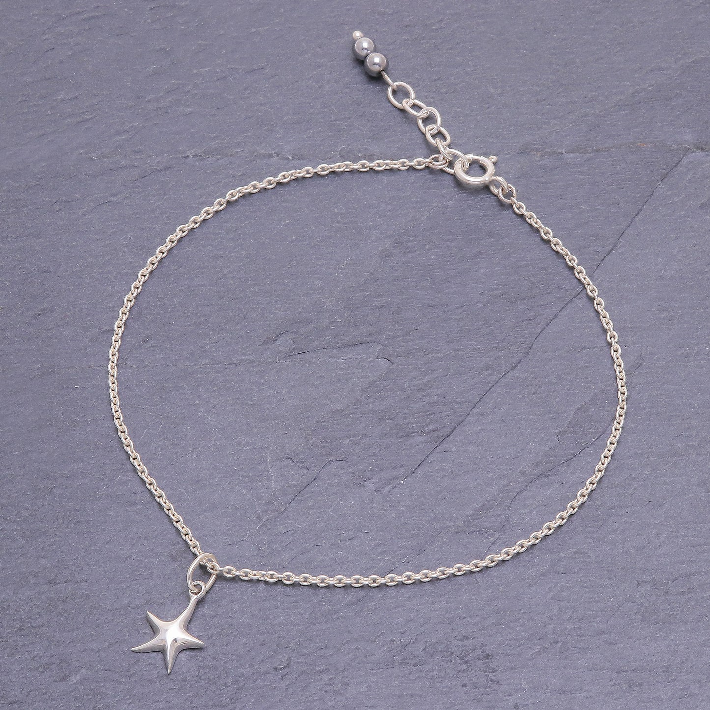 Sea Starfish Sterling Silver Starfish Hematite Ankle Bracelet