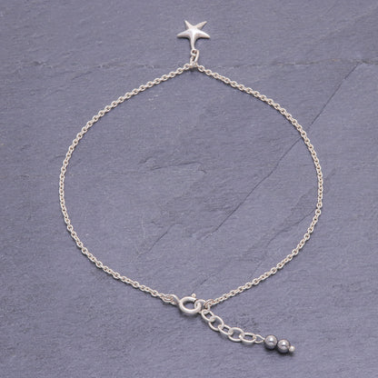 Sea Starfish Sterling Silver Starfish Hematite Ankle Bracelet