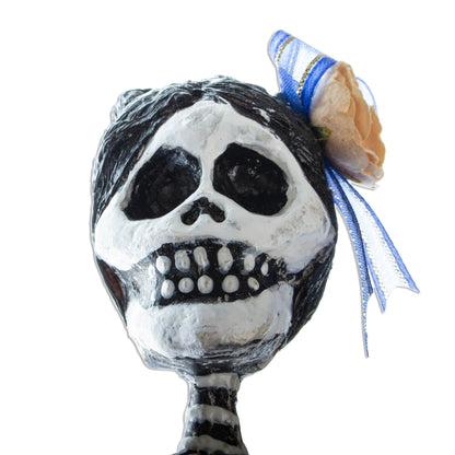 Dancing Catrina in Blue Dancing Catrina Handmade Papier Mache Statuette