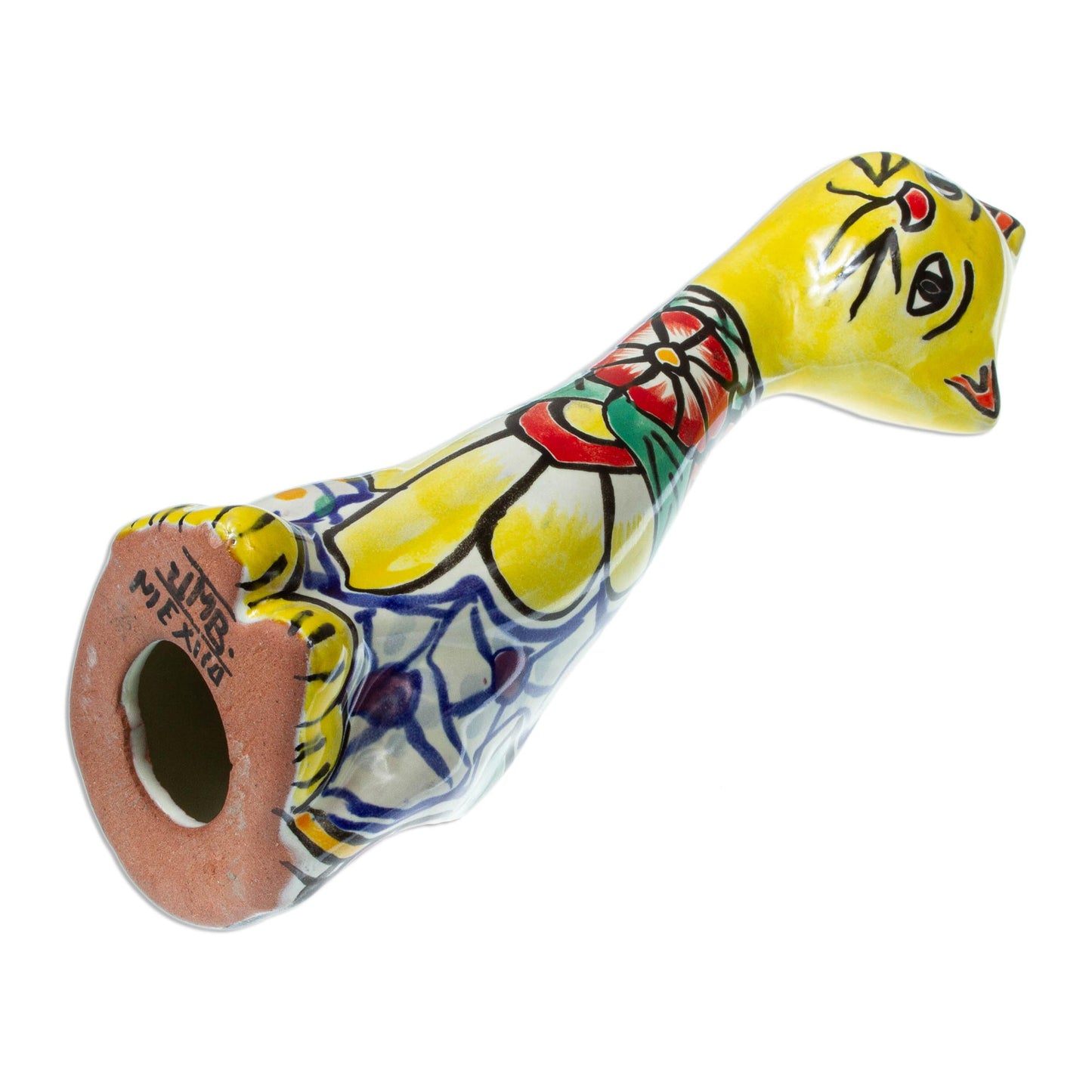 Yellow Talavera Cat Talavera Style Yellow Floral Ceramic Cat Statuette