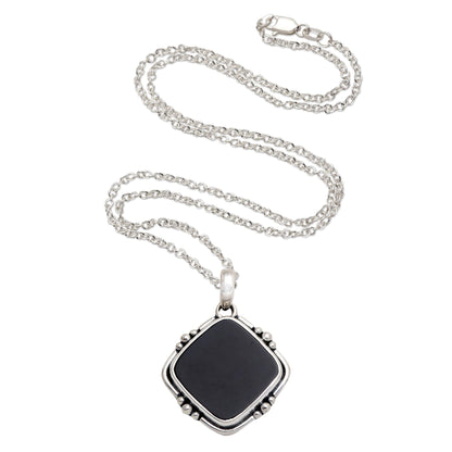 On Guard Black Onyx Sterling Silver Pendant Necklace