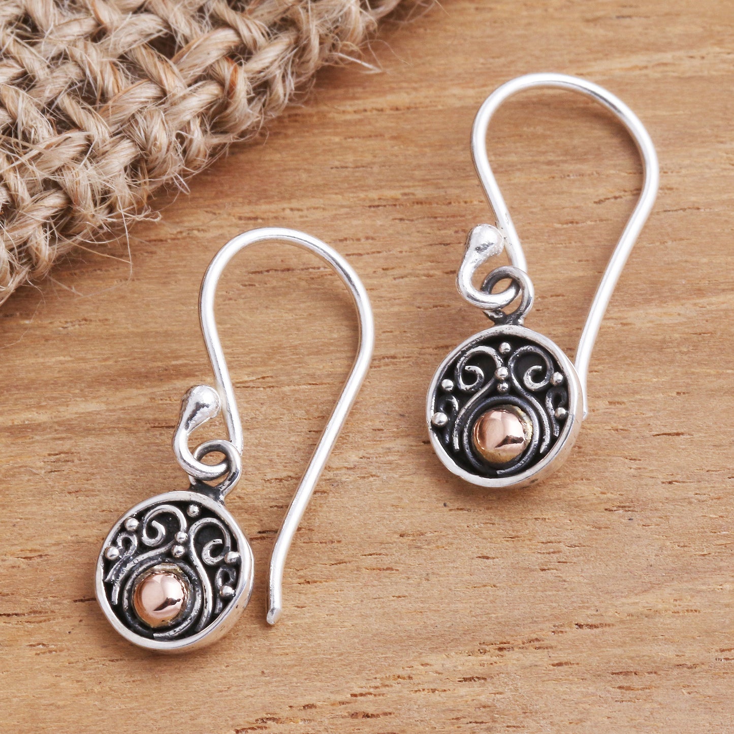 Delicate Balance Gold Accented Sterling Silver Dangle Earrings