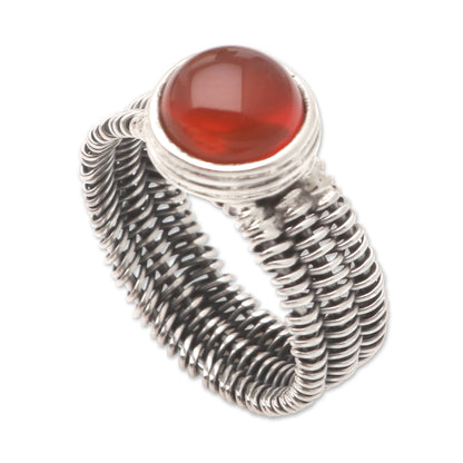 Wrapped Up in Orange Wire Wrapped Sterling Silver Carnelian Ring