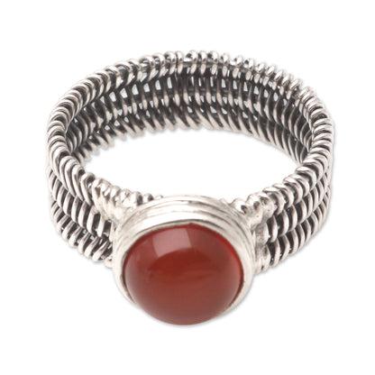 Wrapped Up in Orange Wire Wrapped Sterling Silver Carnelian Ring