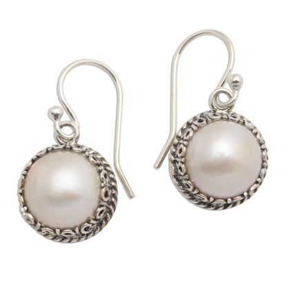 Shadow in White Cultured Pearl Sterling Silver Dangle Earrings