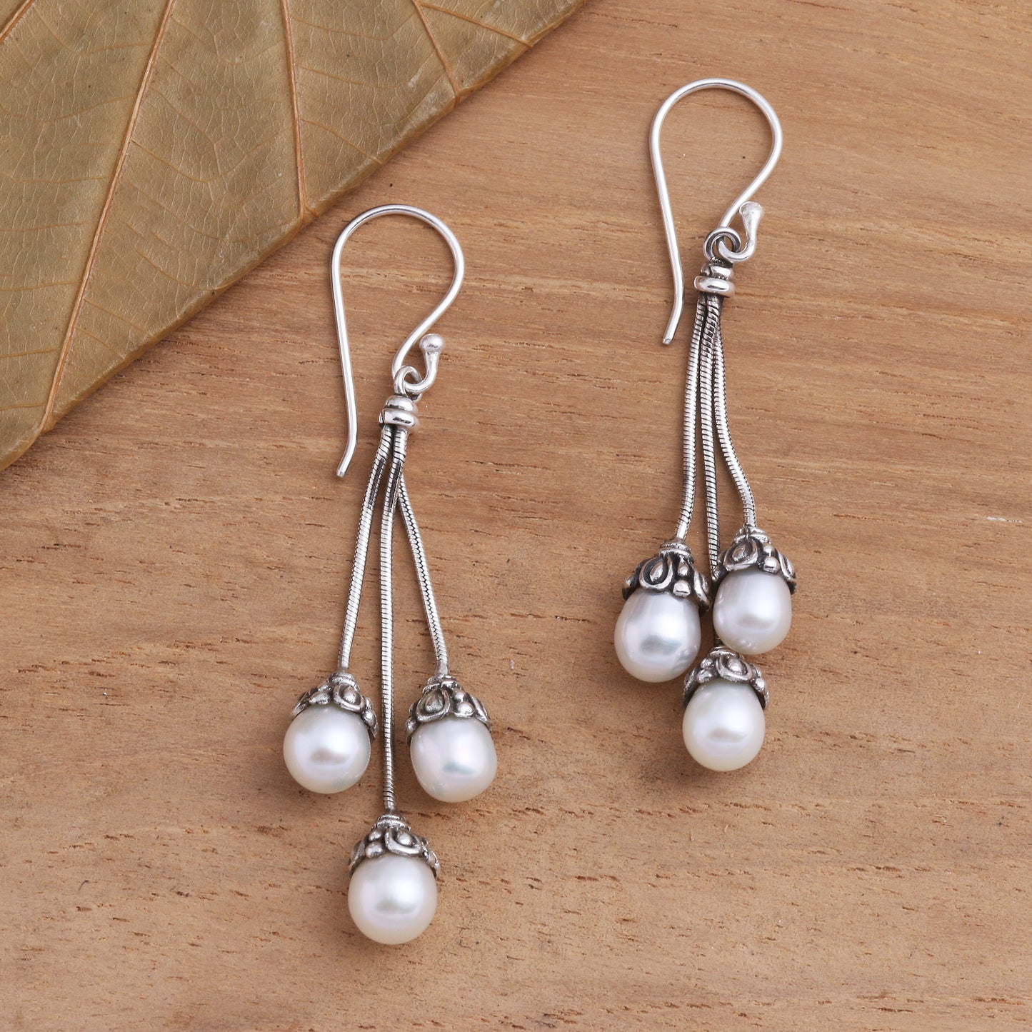 Manifest Destiny Sterling Silver and Freshwater Pearl Dangle Earrings