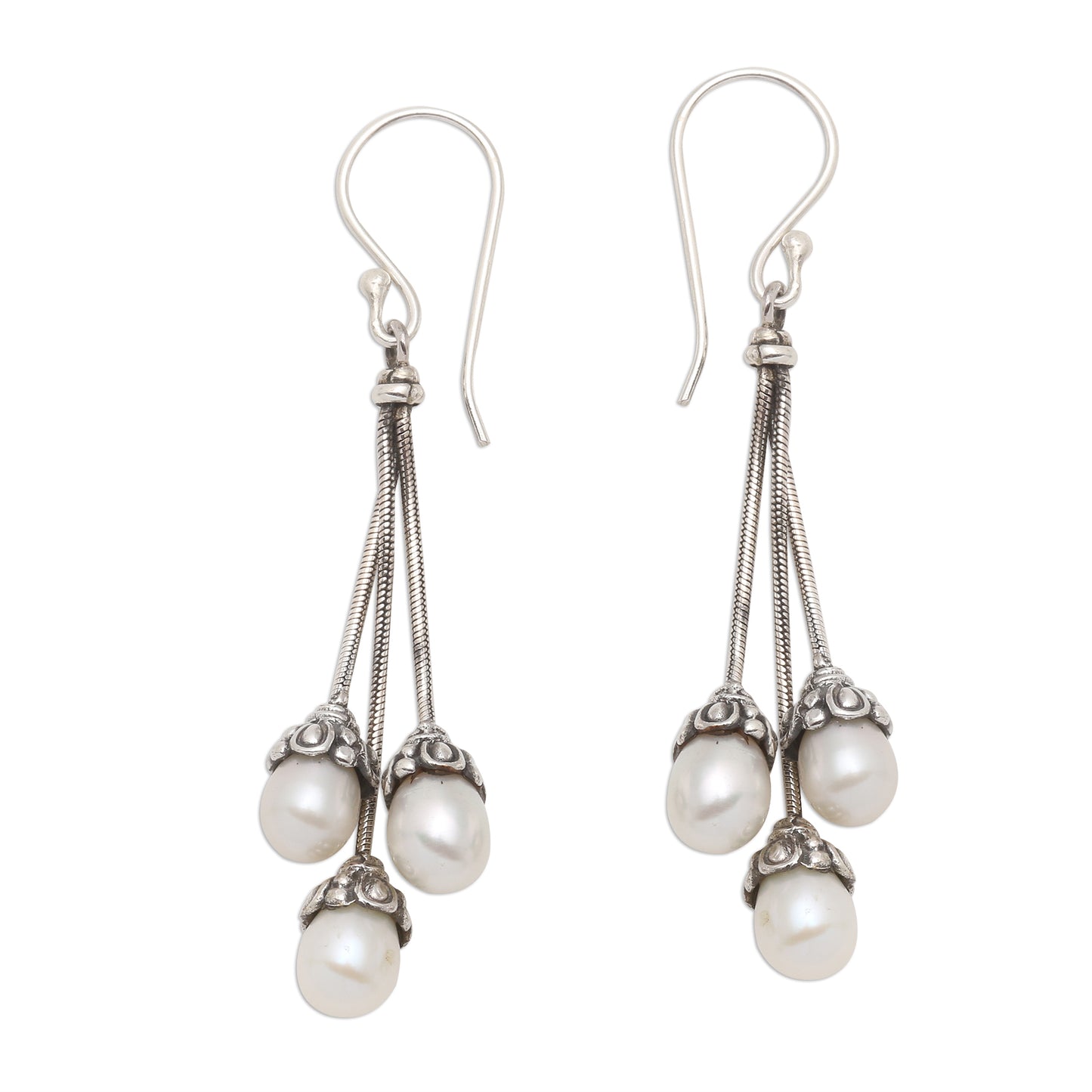 Manifest Destiny Sterling Silver and Freshwater Pearl Dangle Earrings