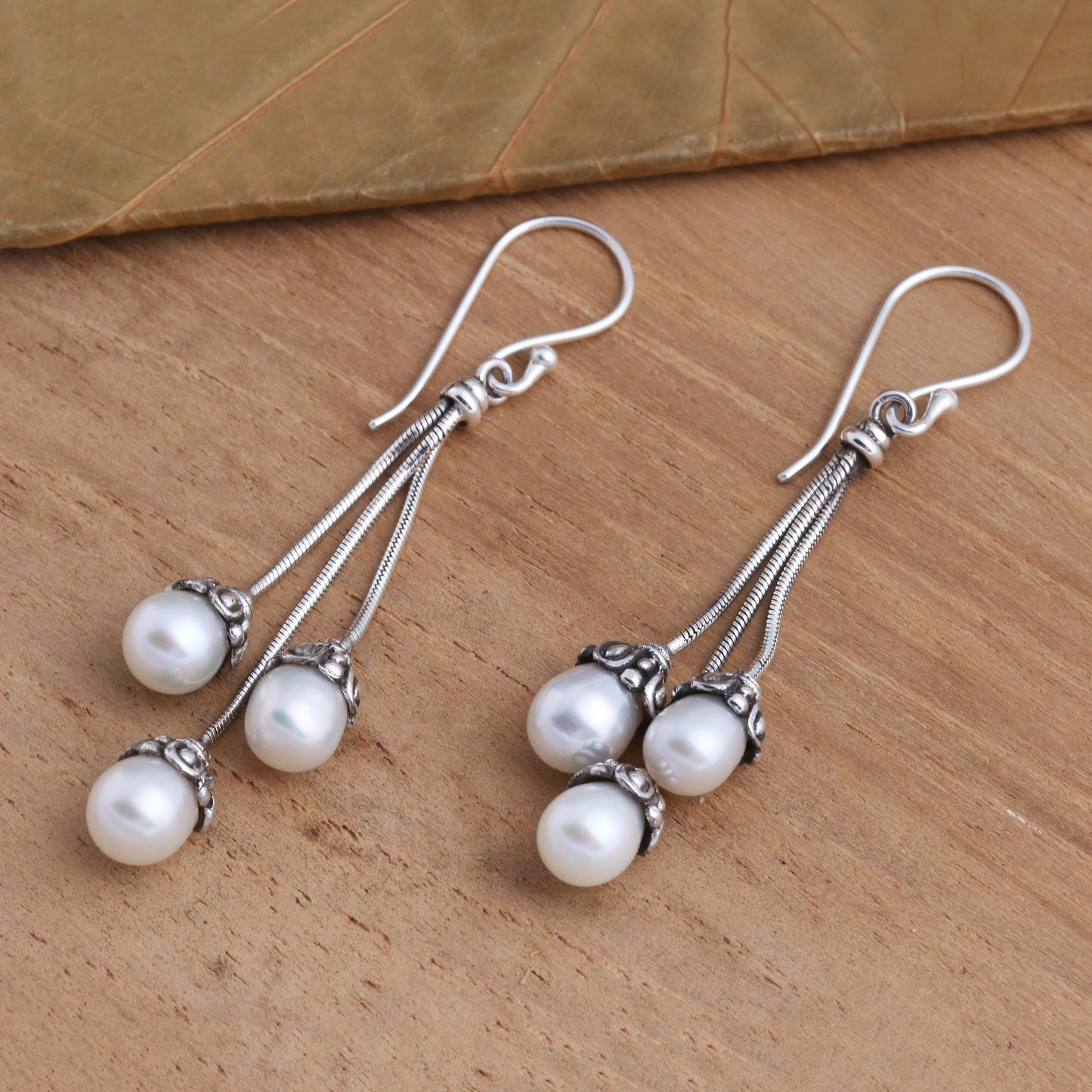 Manifest Destiny Sterling Silver and Freshwater Pearl Dangle Earrings