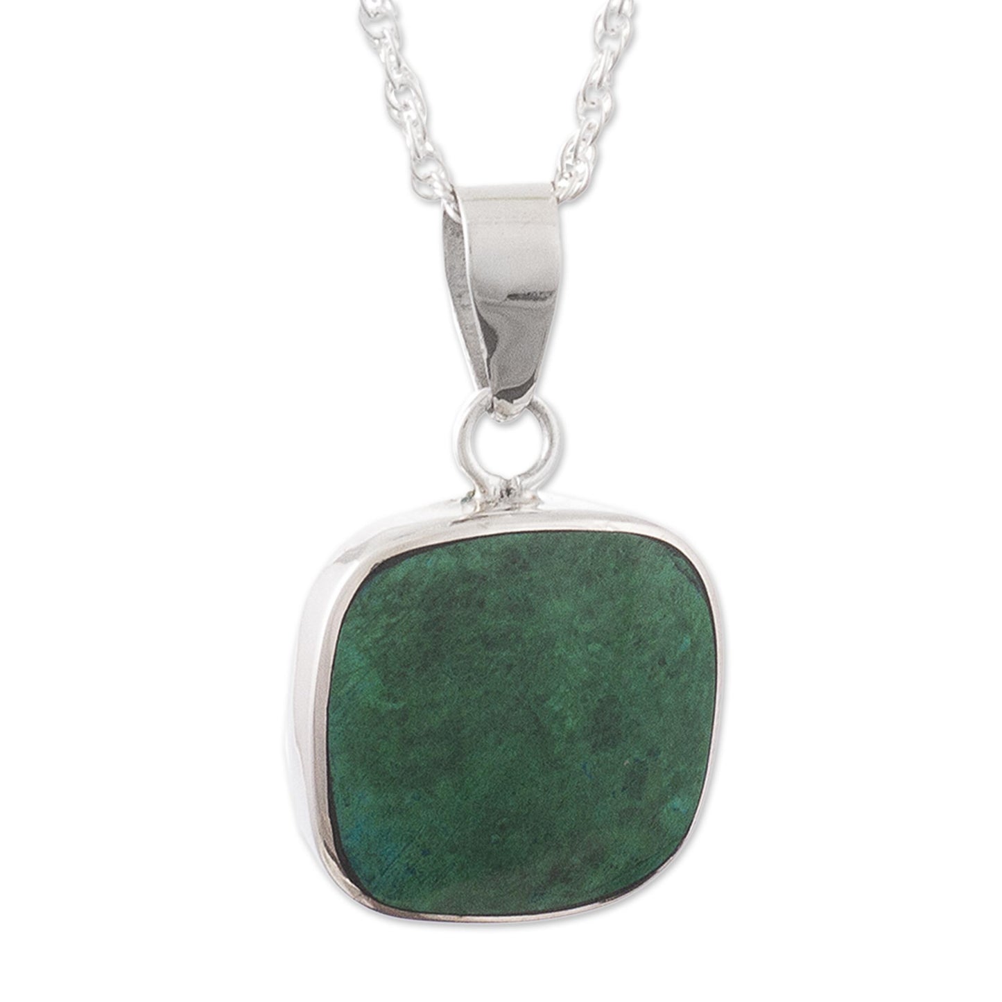 Window Chrysocolla and Sterling Silver Pendant Necklace