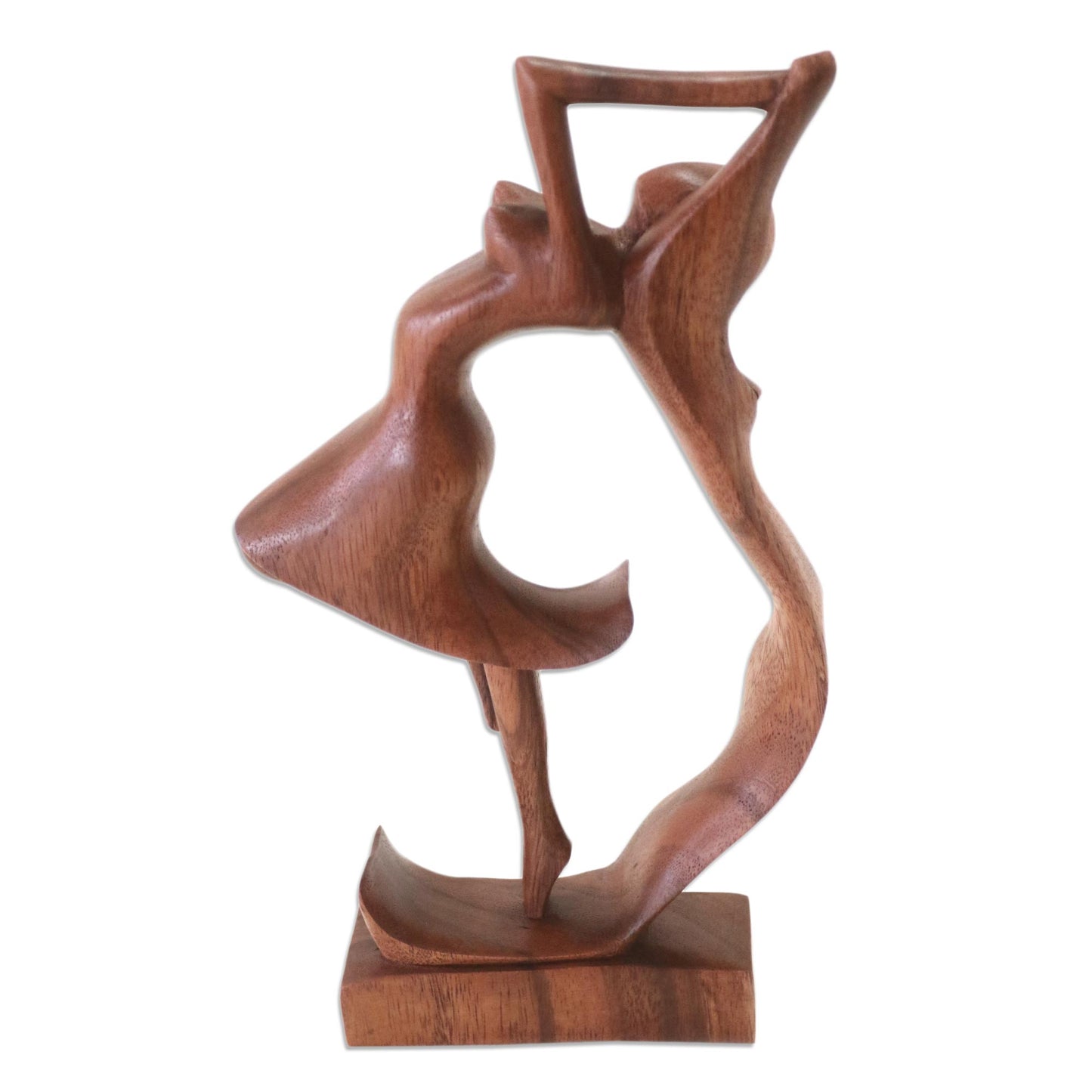 Dancing Woman Hand Carved Wood Statue of Woman Dancing