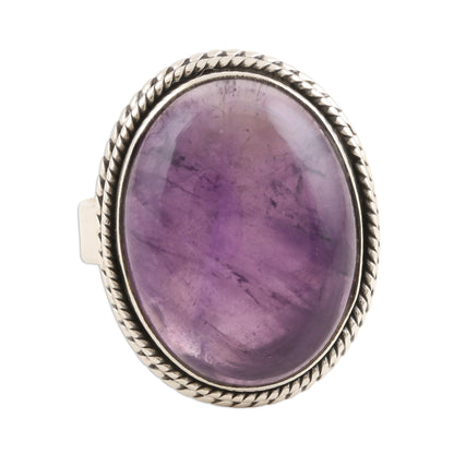 Sweet Glory Oval Amethyst Cabochon Cocktail Ring